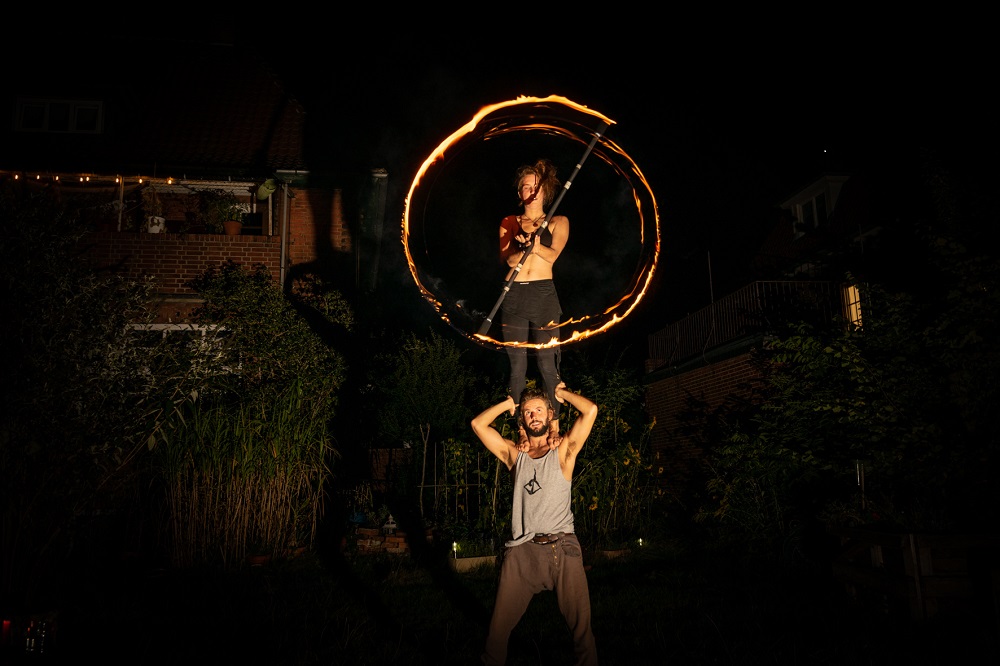 Flying Sparks fire juggling performance